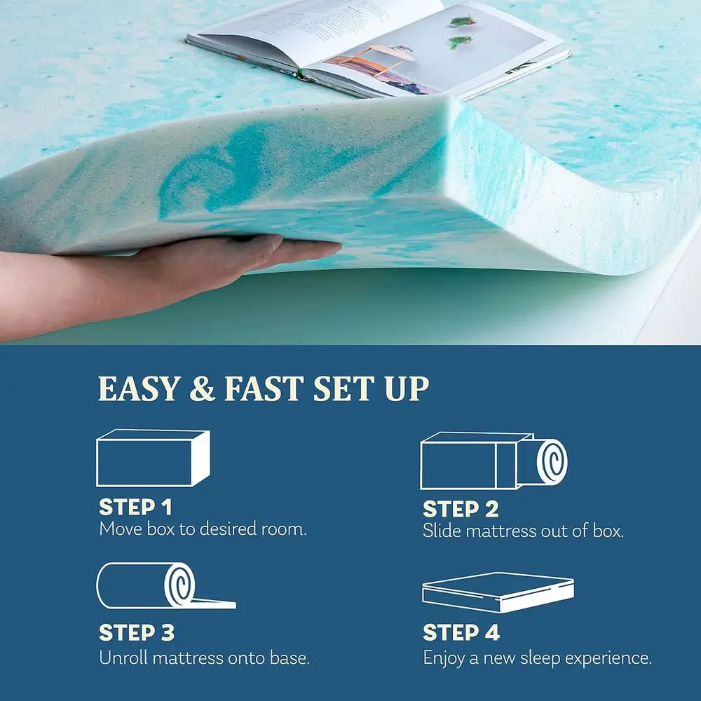 غطاء علوي من إسفنج الذاكرة الجل، 4 مقاس كينج، تخفيف الضغط، جيد التهوية، معتمد من CertiPUR-US، 76x80، متوسط الثابت #6