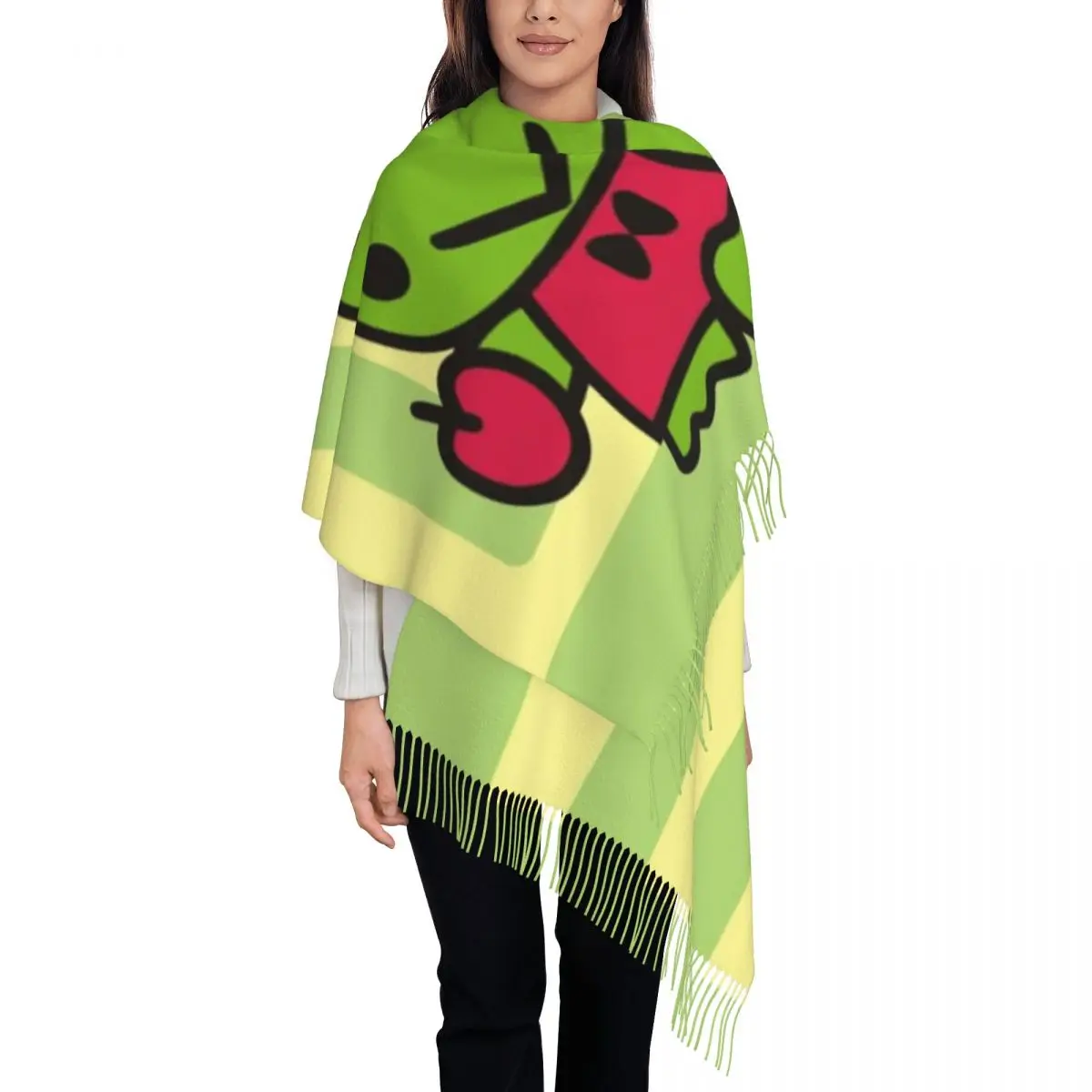 

Женский шарф с героями мультфильмов KeroKeroKeroppi, длинные зимние теплые шаль с кисточками, шарфы унисекс