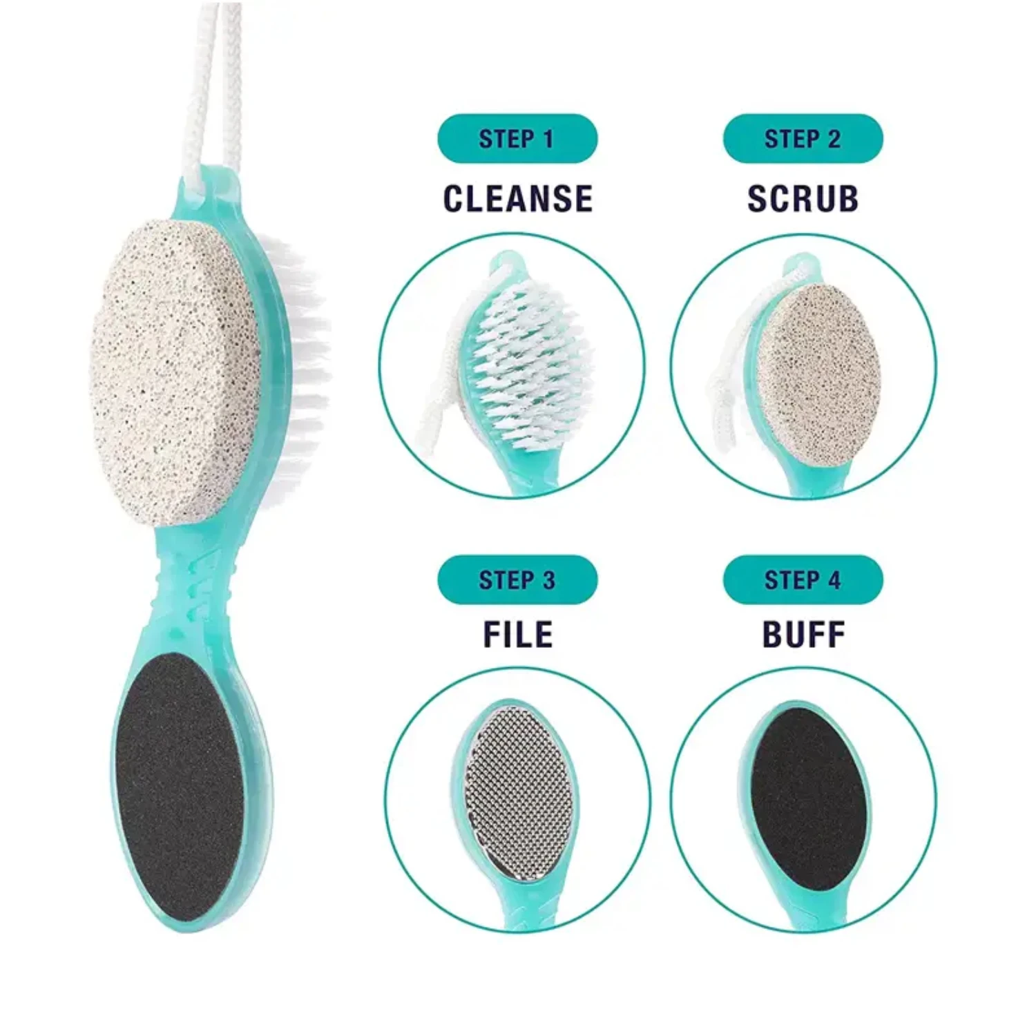 Gentle, Effective, and Versatile Multi-functional 4-In-1 Random Color Foot File Scrubber Brush - Ideal for Soft and Smooth Feet