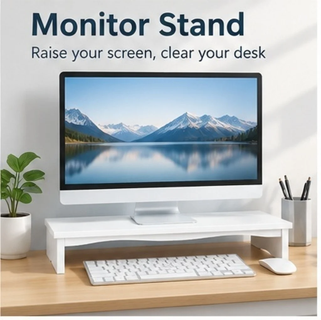 1Pcs Premium Sturdy Desktop Monitor Riser Stand Elevates Screen for Ergonomic Viewing Reduces Neck Eye Strain Home Office Use