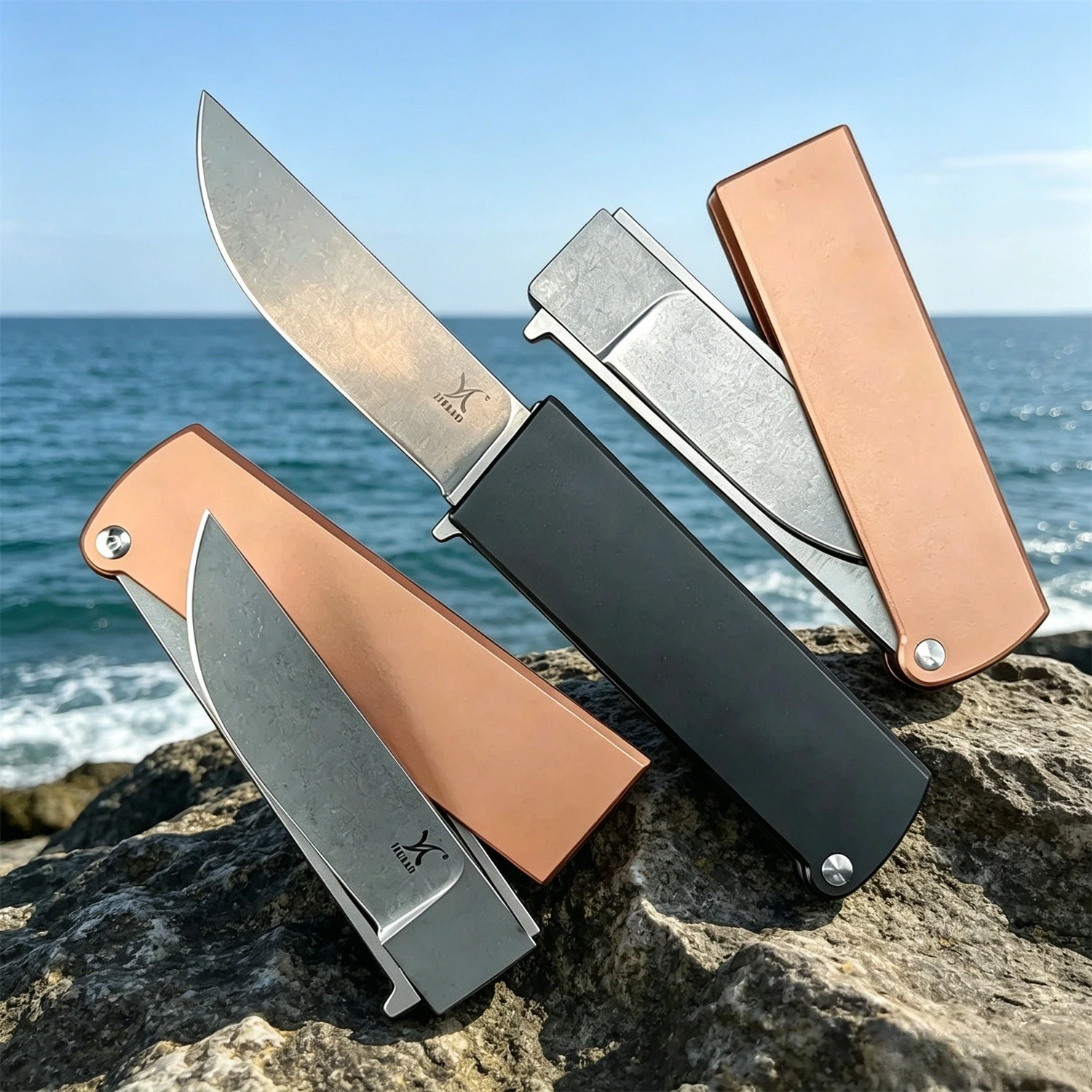Men Collection Gift Folding Knife, T6 Aluminum Handle, High Hardness D2 Drop Point Blade Manual Knife for Daily Outdoor Use
