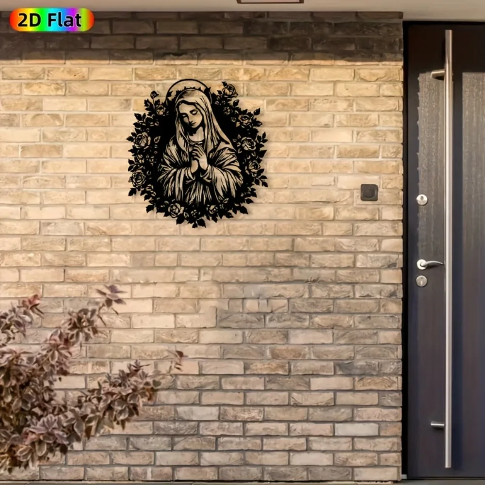 CIFBUY Iron Wall Art Vintage Religious Statue Home Chapel Decor Catholic Art 2D Flat Design Decorative Ornament Wall Hanging