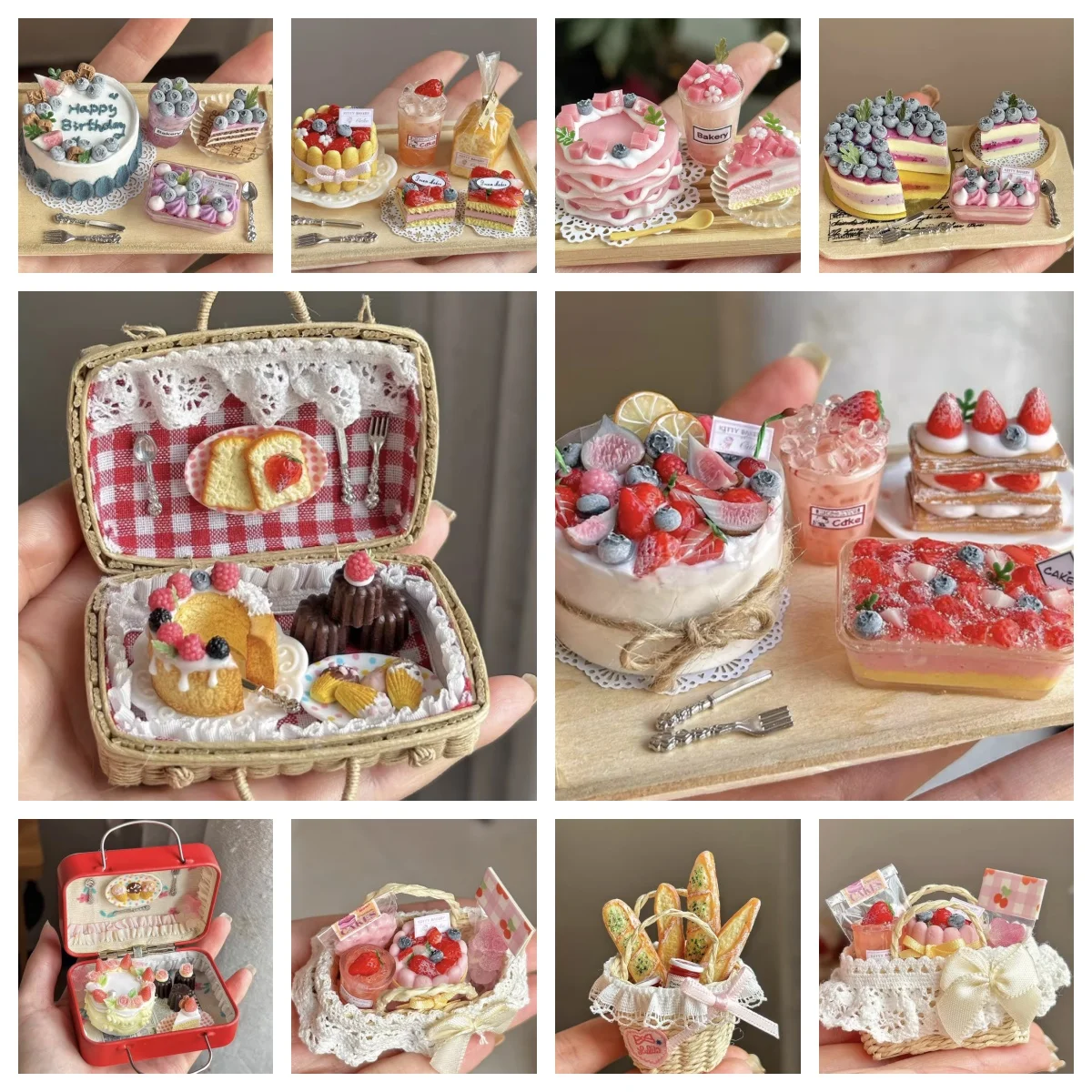 

Picnic Dessert Value Set - BloomBites 3-Flavor Mini Sweets w/Portable Case Cake & Puff Display for 1:6 Dollhouse (30% OFF Combo)