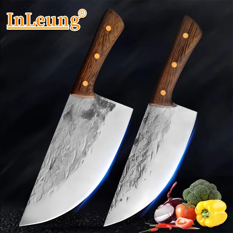 Forged Stainless Steel Cleaver Knife Chef Butcher Meat Cleaver Boning Knife Household Chopping Knife Wood Handle Kitchen Knives