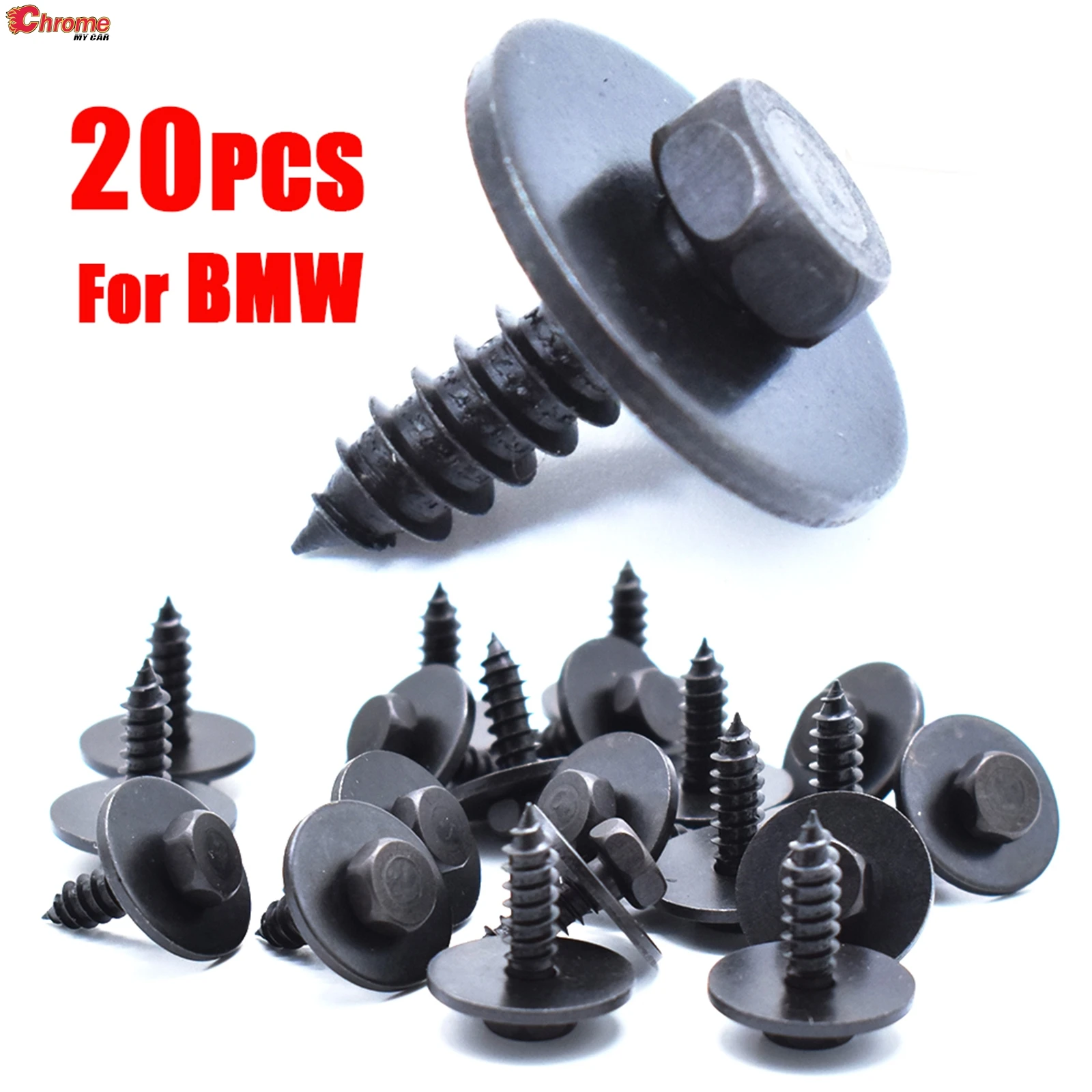 20X Self-tapping Hex Screw Car Water Tank Bottom Shield Metal Washers Front Bumper Side Skirts For BMW 1 3 5 6 7 Series M3 M5 M6