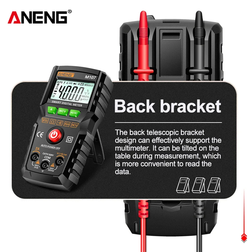 ANENG M107 Profesional Digital Multimeter 4000 Counts Auto Tester Digital Multimetre Testeur Electrique Mini Multímetro Test