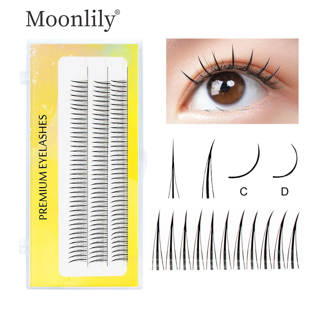 Moonlily Professional A/M Shape Makeup Individual Eyelashes Cluster Spikes Lashes Wispy Natural Fluffy False Eyelashes