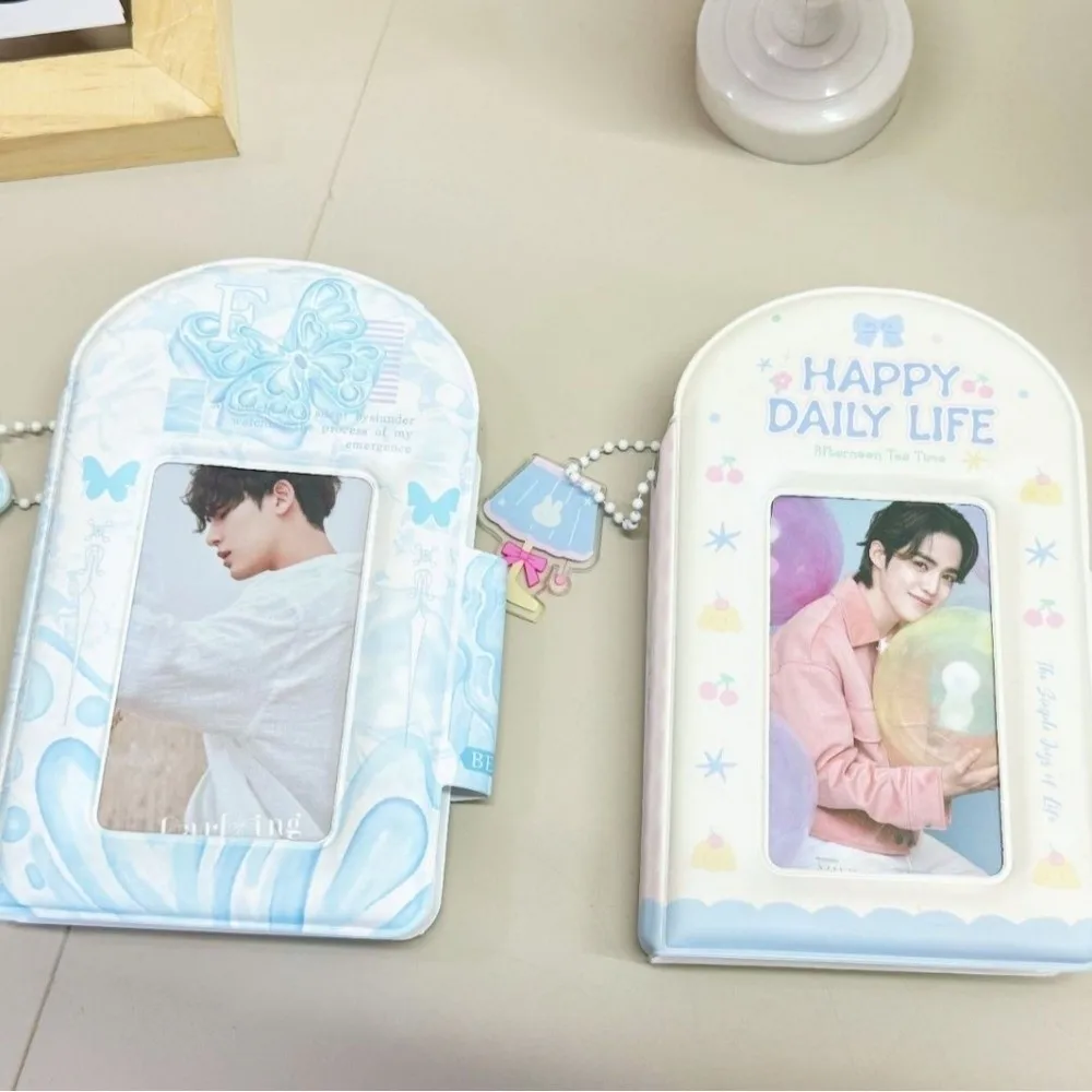 Strawberry Pudding Card Album PVC Cute Rabbit Idol Card Collect Book 3 Inch with 16 Internal Pages Collectible Card Album