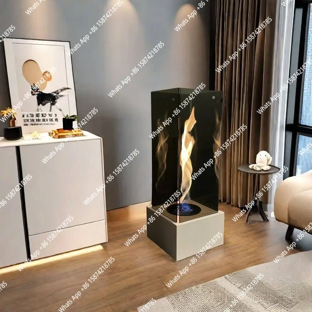 Fireplace real fire super black wave homestay decoration home living room heating heater floor decoration ornament