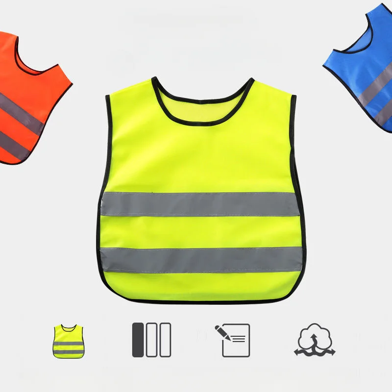 Kids Reflective Vest Fluorescent Yellow Safety Vest High Visibility Clothing For Children Safe Traffic Student Security Clothes