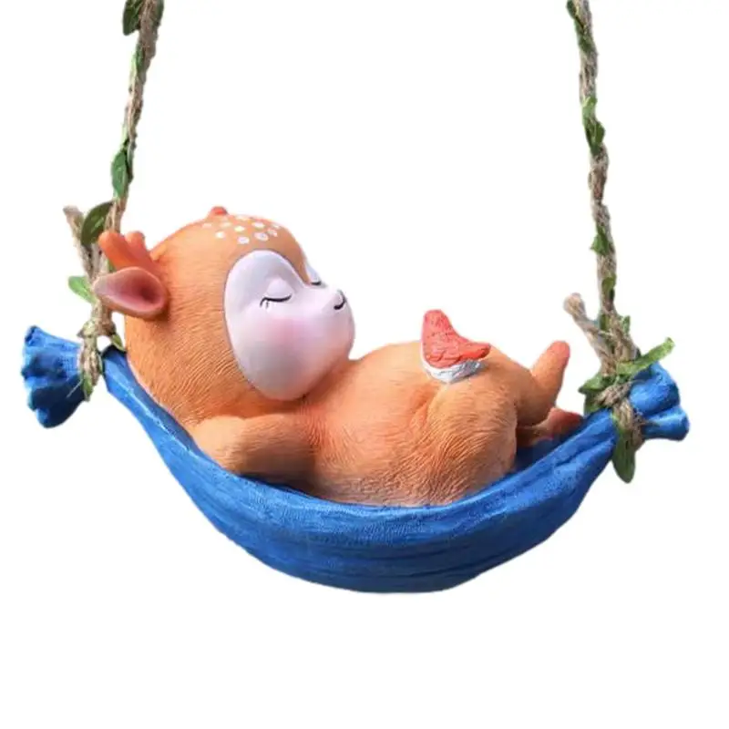 

Outdoor Hang Rabbits Sculpture Swing Cute Resin Rabbit Outdoor Garden Statue Hang On Tree Branch Rabbit Swing Statue For Outdoor