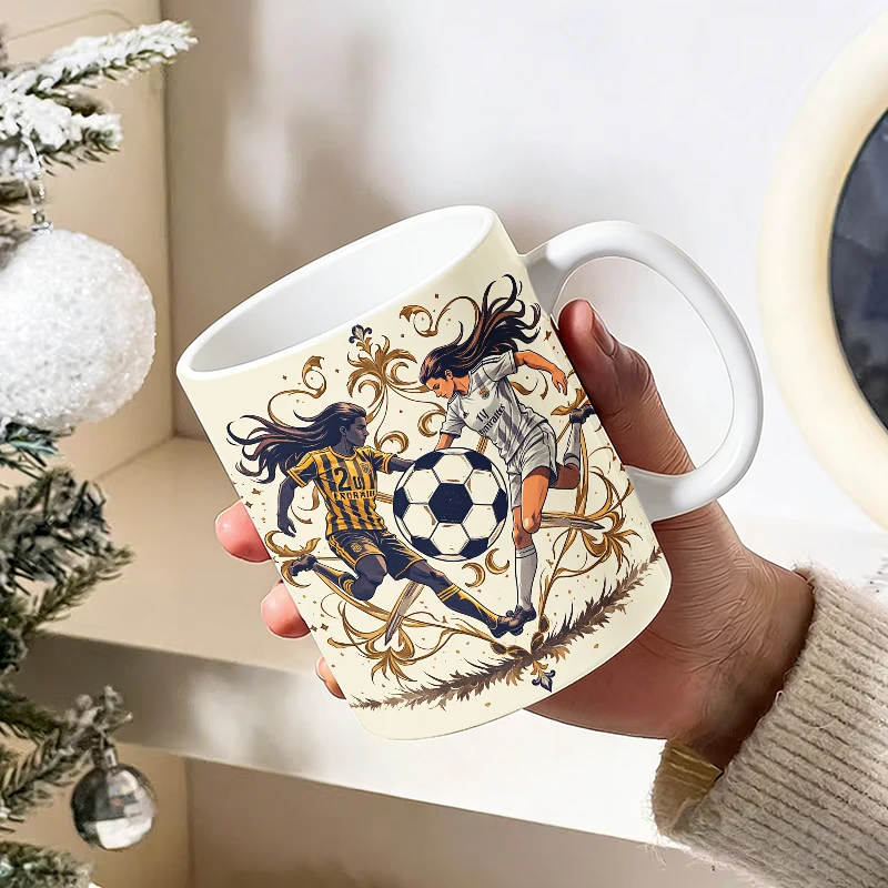 Artistic Design Featuring Two Athletes in Motion Mug with a bottle opener function of 2026 Major Football Event