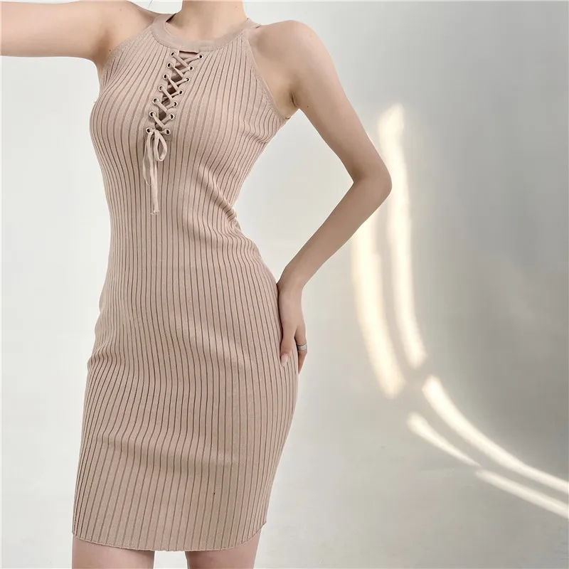 Chic Fashion Sexy Package Hips Bandage Knitted Summer Dress Women Slim Elastic Bodycon Mini  Party Outfits Vestidos Mujer