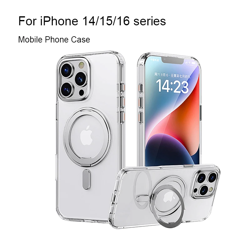 

For iPhone 14/15/16 ProMax Plus Protective Case,Rotate Magsafe Bracket Magnetic Phone Case