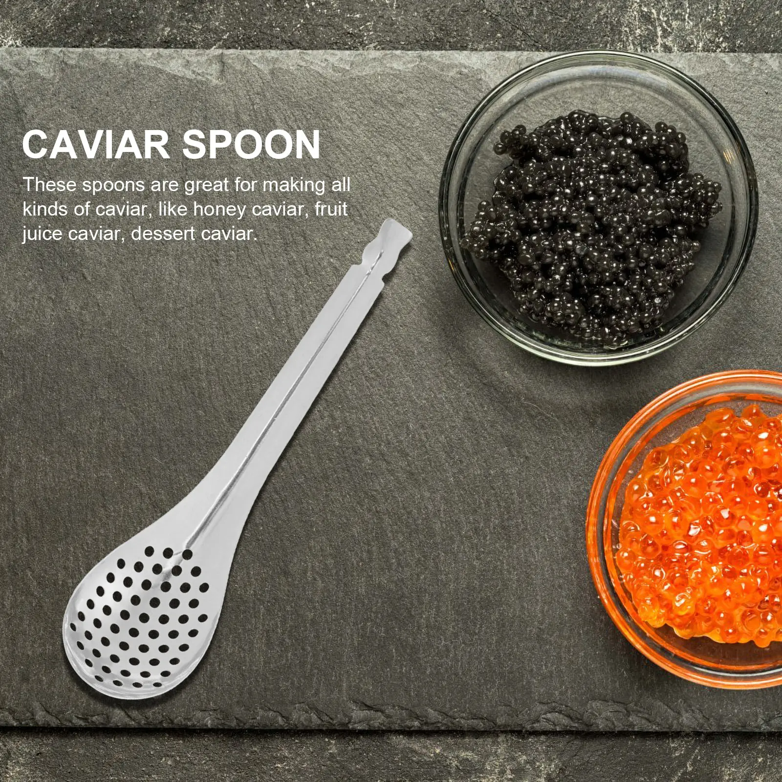 

3pcs Stainless Steel Caviar Slotted Spoon For Cooking Soup Colander Scoop Ergonomic Dishwasher Safe Kitchen Gadgets