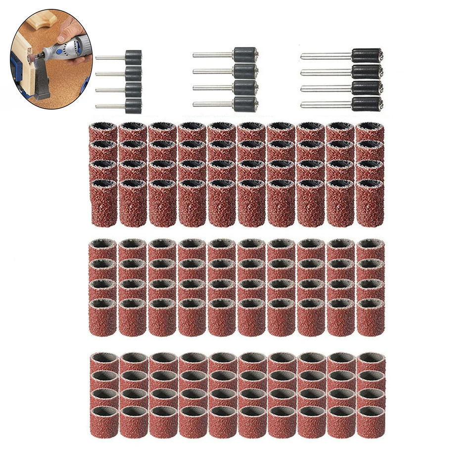 

132pcs Drum Sanding Sleeves for Sanding Machine Rotary Tool with 1 / 2 3 / 8 1 / 4 Inch Arbor