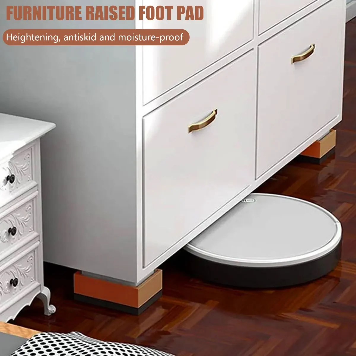4Pcs Bed Risers Heavy Duty Adjustable Furniture Riser Stackable Desk Lifts Leg Extenders with Anti Slip Pad for Table Couch Sofa