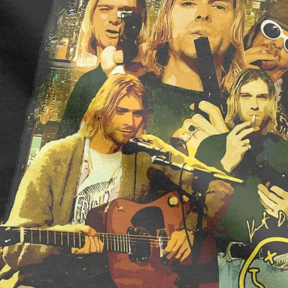 كورت كوبين للرجال-تي شيرت بأكمام قصيرة برقبة مستديرة ، ملابس قطنية رائعة ، تي شيرت بمقاس كبير