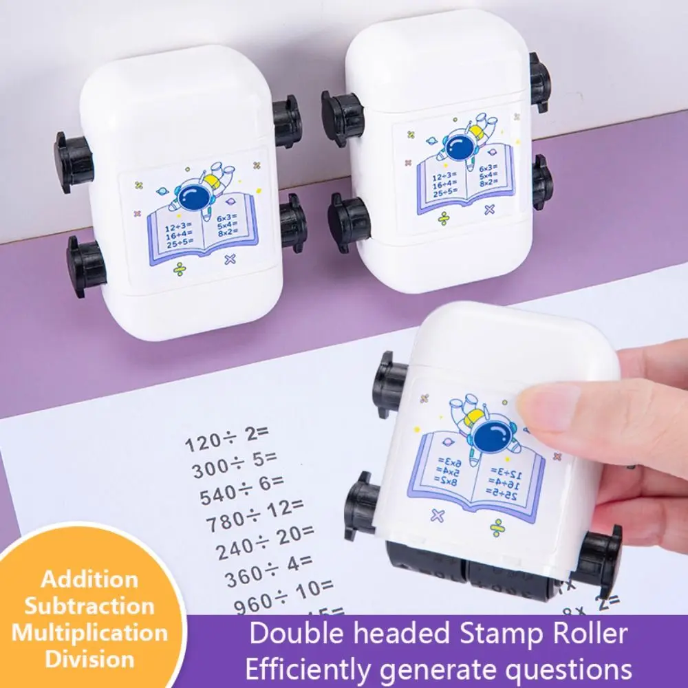 2-in-1 Math Rolling Stamp Addition Subtraction Multiplication Division Arithmetic Practice Stamp Mathematical Operation