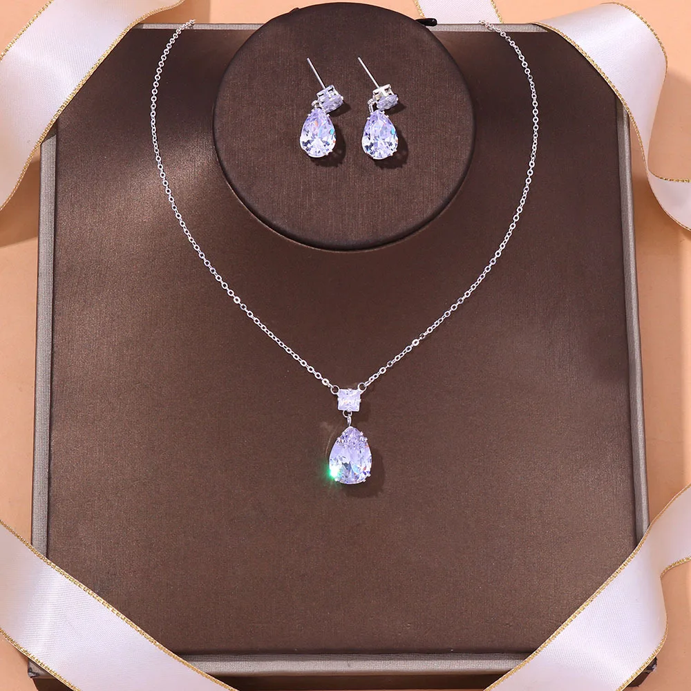 

Women Jewelry Set Classic Design Water Drop Necklace Earring Set Jewelry Wedding Party