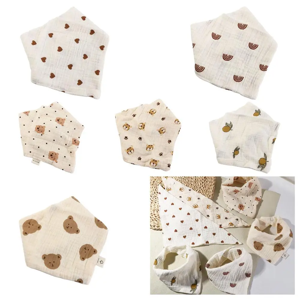 

Baby Drool Bibs Printing Baby Muslin Bibs Cotton Solid Color Saliva Towel Snap Button Soft Burp Cloths Newbron