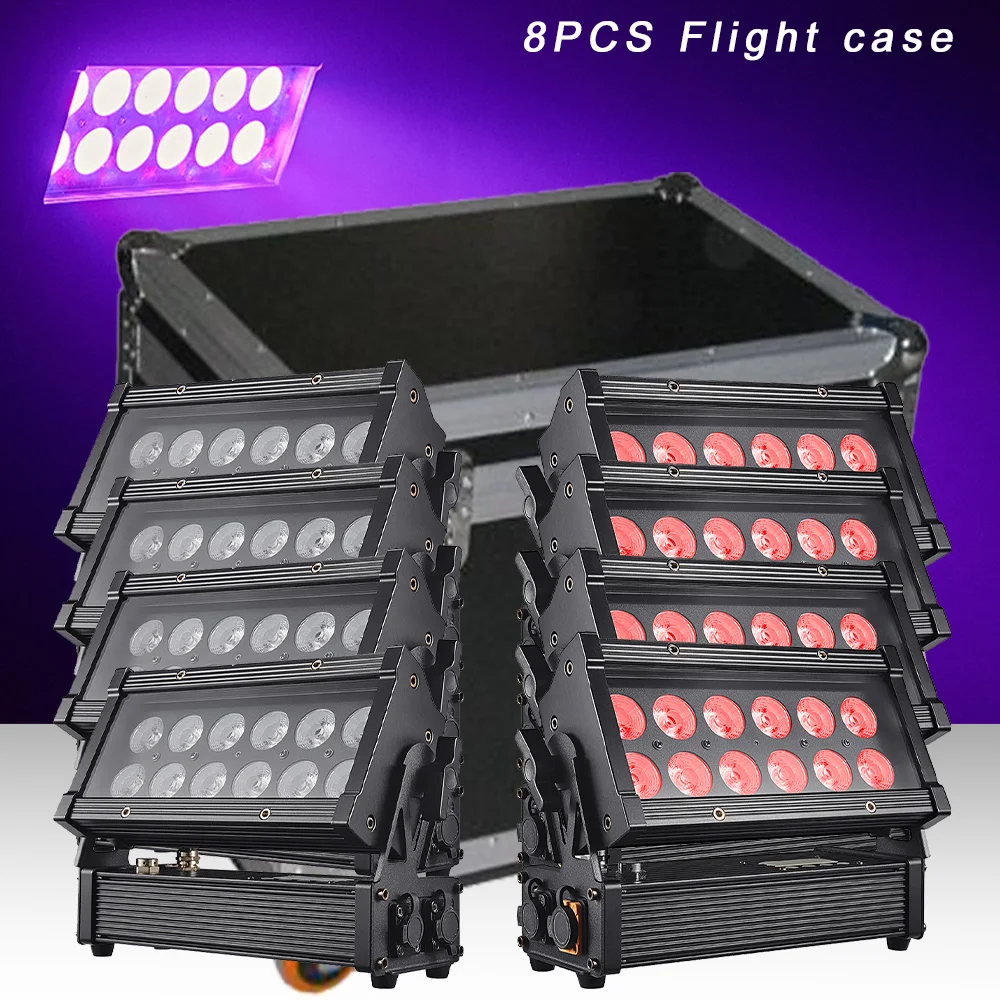 

8PCS LED 12x18W RGBWA UV Washing Effect Battery App Wireless DMX Control Floodlight Outdoor Party Stage Effect Light Flight Case