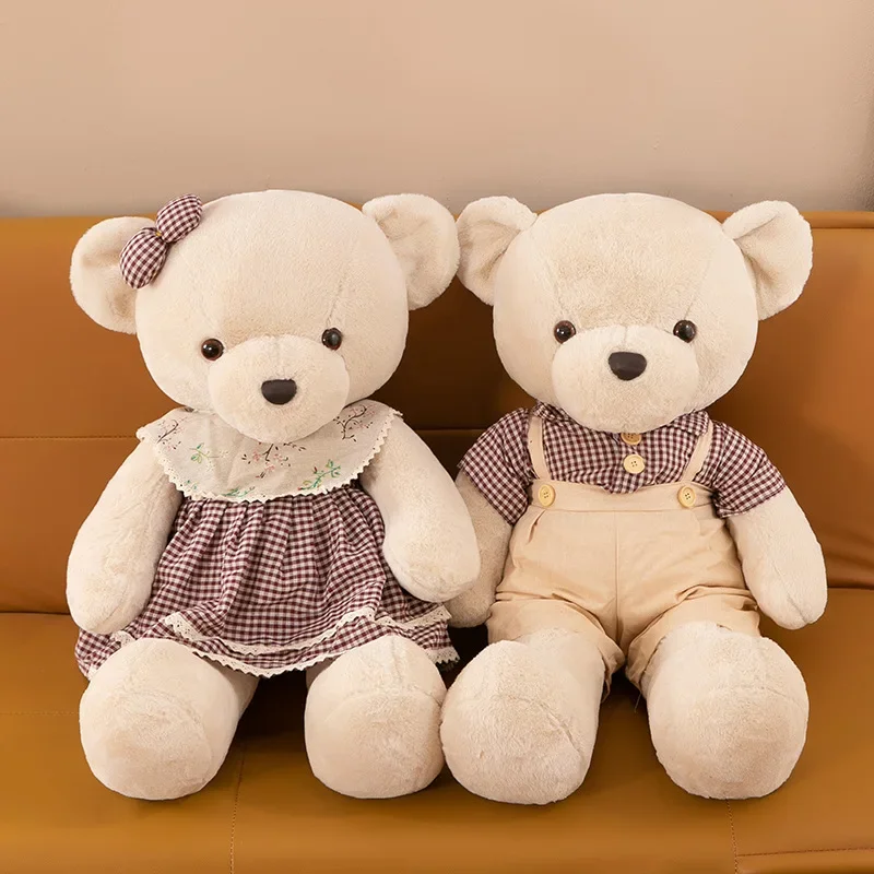 

40-75cm Cute Soft Fresh Couple Bear Plush Toys Kawaii Christmas Gift Pillow Kids Stuffed Toys Room Decoration Stitch Cute Bear