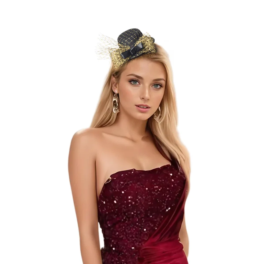 

Black Bowknot Top Hat Hair Clip Accessories Fascinators For Women Lady Royal Party Bridal Ascot Wedding Races Dress