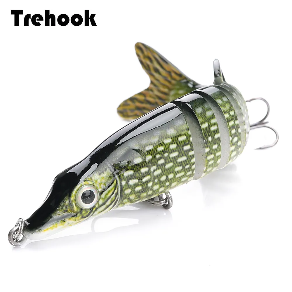 TREHOOK-Señuelos de Pesca artificiales, cebo duro multiarticulado Swimbait Crankbait, aparejos de pesca realistas, 10cm/12,5 cm