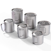 900ML Ultralight Titanium Cup Water Cup Mug With Lid Foldable Handle Outdoor Portable Camping Picnic Beaker Coffee Cup Kitchen