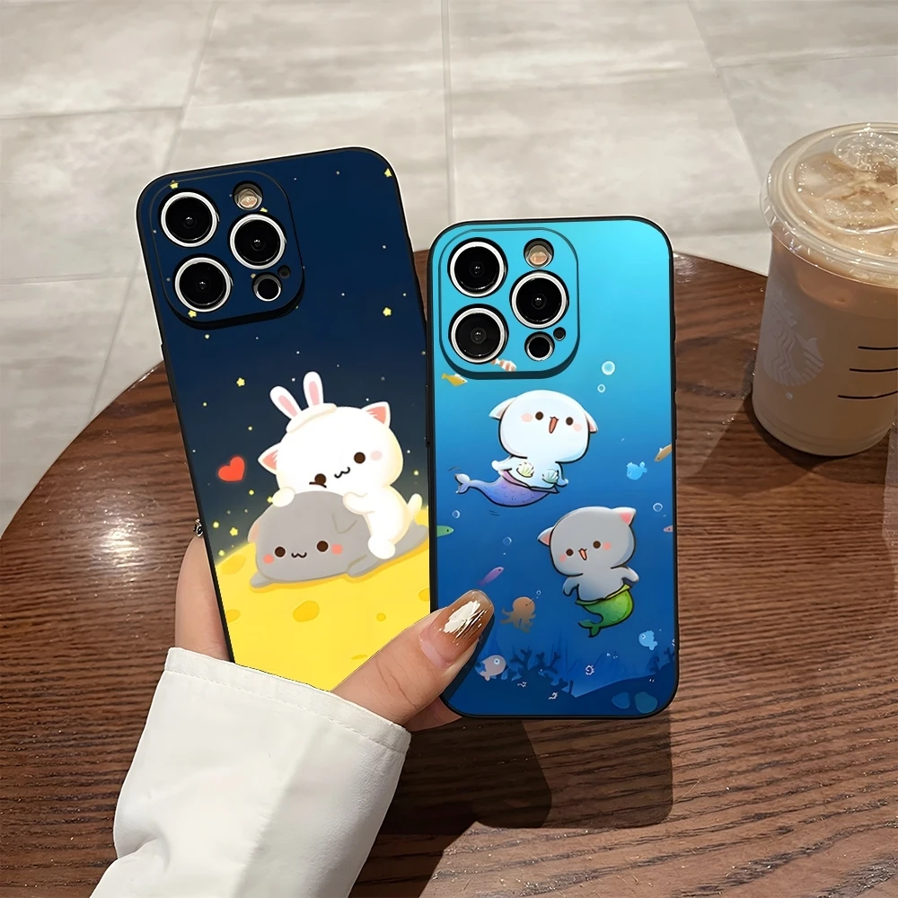 Peach Mochi Cat Gaming Phone Case for iphone 16 Pro Max 14 12 15 Plus 17 Pro Max 13 Pro 11 Xr X Xs 8 7 Plus Back Cover