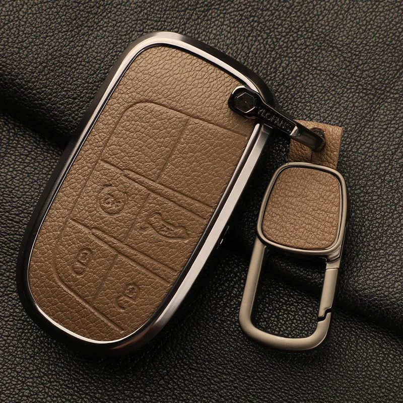 Car Key Cover Case Fob for Jeep Renegade Compass Grand Cherokee for Chrysler 300C Wrangler Dodge Car Accessaries Metal Leather