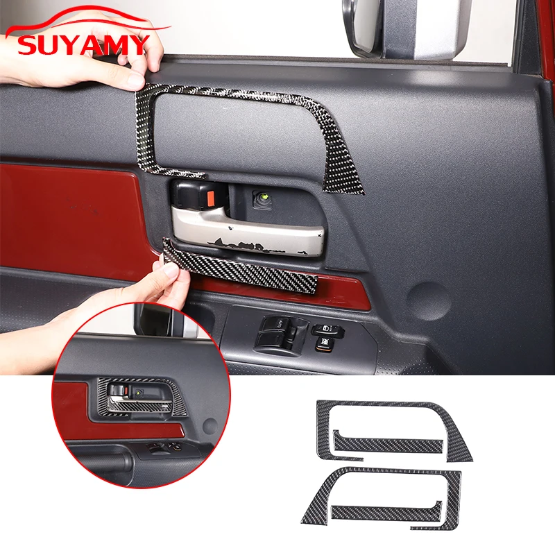 

Soft Carbon Fiber Car Front Inner Door Handle Door Bowl Trim Sticker For Toyota FJ Cruiser 2007-21 Car Accessories