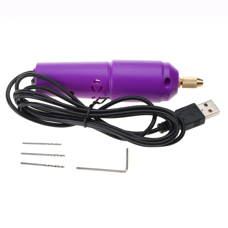 Mini Small Electric Drill Portable Mini Small USB Drills Handheld Micro USB Drill with 3pcs Bits and L Pins for DC 5V