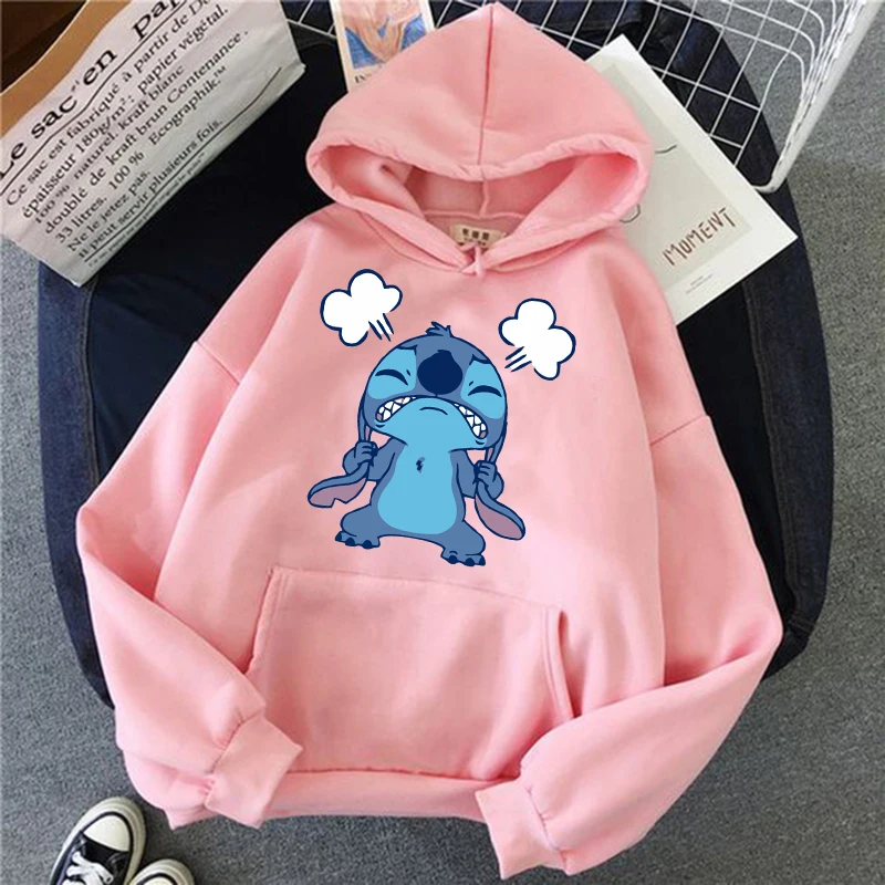 Sudadera con capucha de Disney Stitch para mujer, suéter Harajuku de Anime, ropa de calle de Manga, Unisex, 2000