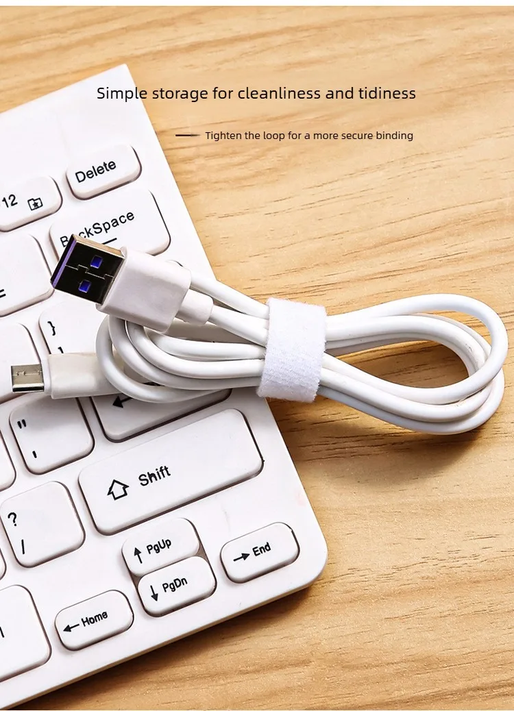 5 m wiederverwendbares Kabelbinderband mit Klettverschluss, verstellbarer Kabel-Organizer, Kabelmanagement-Gurt für Kopfhörer, Maus, Telefon, Ladekabel – Detail 10