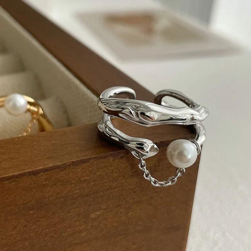 Women's Vintage 925 Sterling Silver Pearl Bow Ring