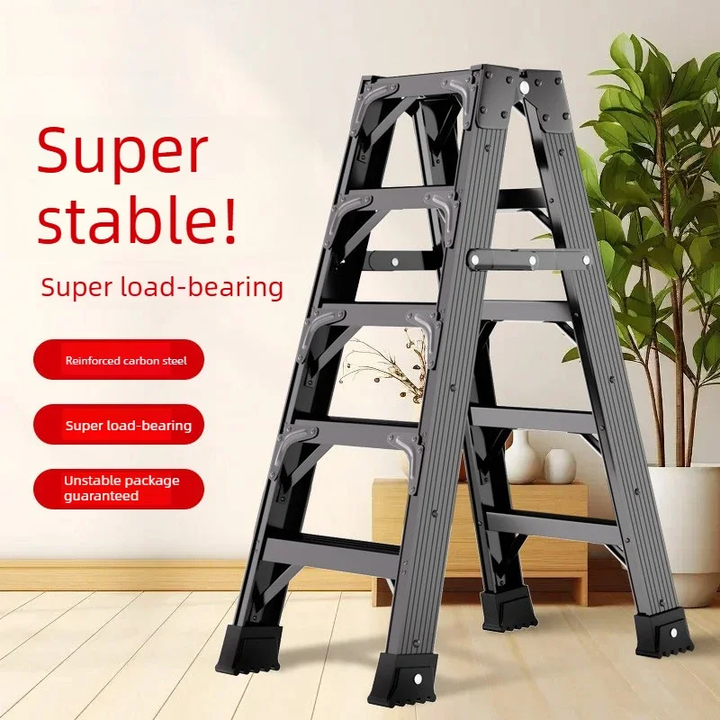 Thick carbon steel folding ladder, double reinforced pedals, anti slip and wear-resistant foot covers folding zigzag ladder