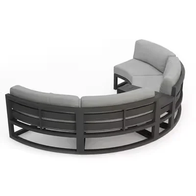 

Outdoor sofa garden outdoor arc waterproof sunscreen rattan aluminum alloy sofa High Quality