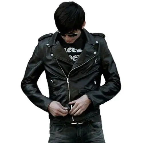 

Men's Motorcycle Leather Jaet ort PU Leather Casual Biker Vest Spring Autumn Faion Outerwear Men's Clothing