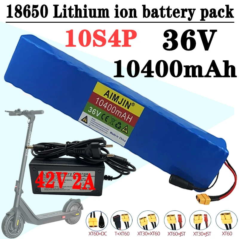 36V 10S4P 10.4Ah 10400mAh 18650 Lithium Ion 42V Battery Pack Original high power cell Built - In BMS Protection，with charger