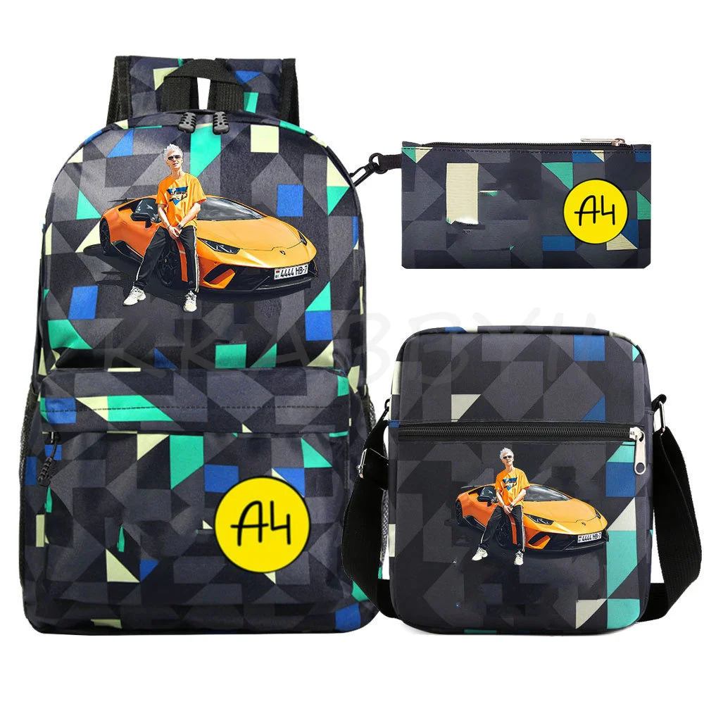 Mochila con estampado 3D para adolescentes y niñas, conjunto de 3 piezas A4, Oxford, Gran capacidad, A4, Lamba, estudiantes