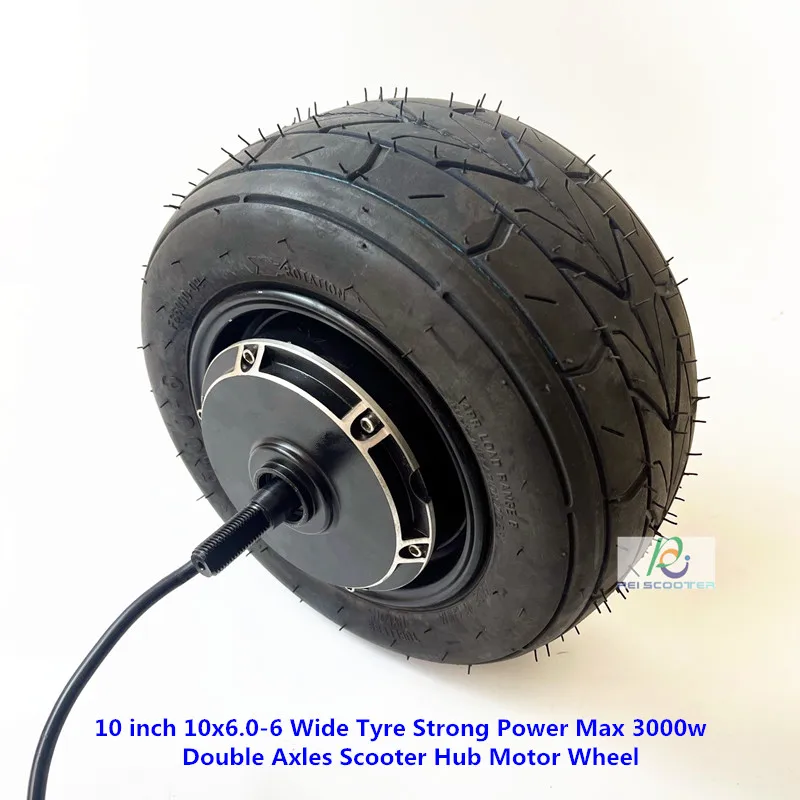 10 Inch 10x6.0-6 Wide Tyre Strong Power Max 4000w Double Axles Scooter Hub Motor Wheel phub-188rk