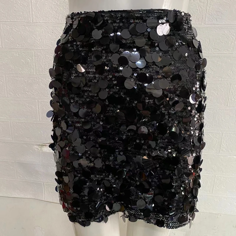 Hot Girl Big Beaded 2025 Spring New Sexy Versatile High-end Sequined Hip-covering A-line Short Skirt Women's Trend