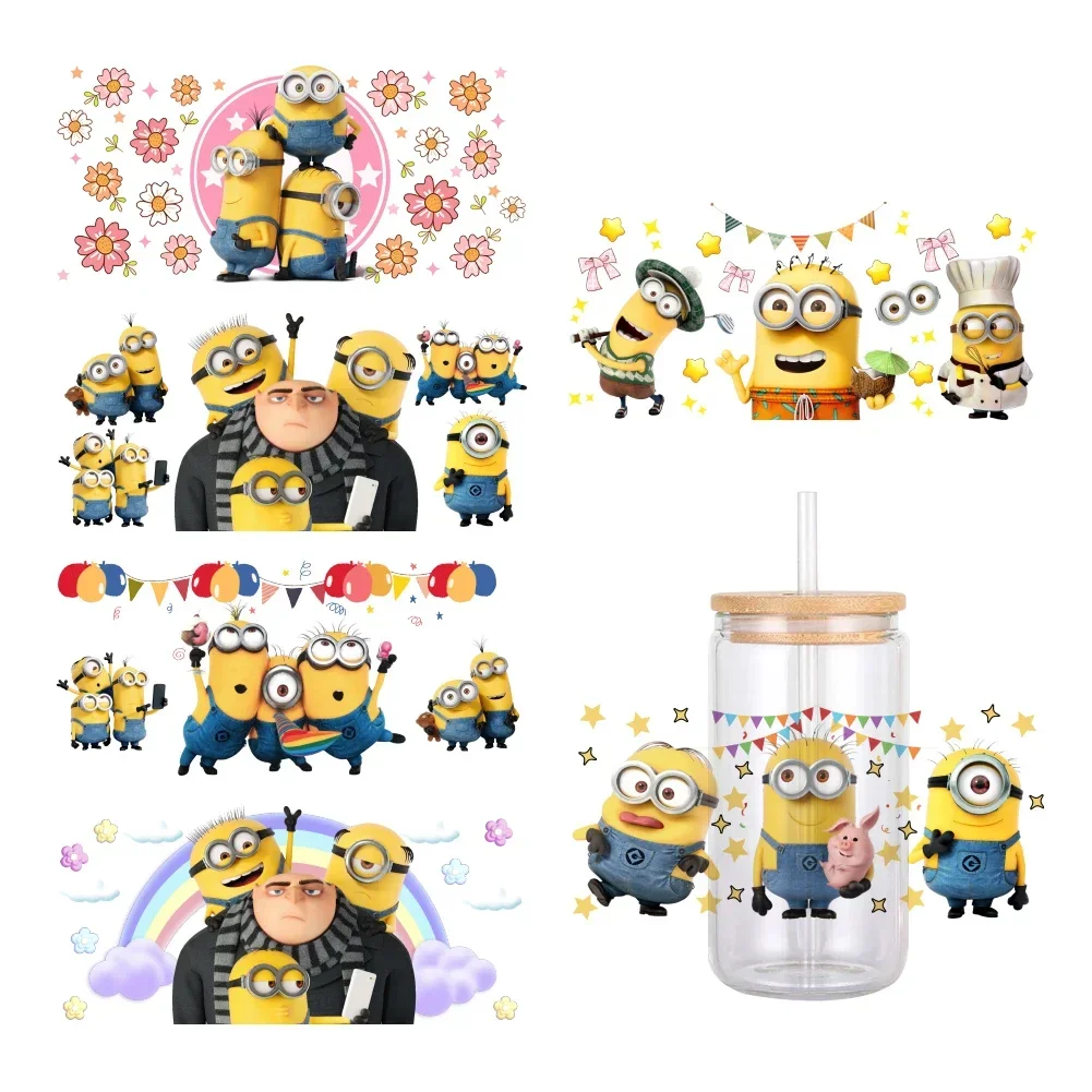 

Cartoon Minions Cute Pattern UV DTF Transfer Sticker Waterproof Transfers Decals For 16oz Glass Cup Wrap Stickers