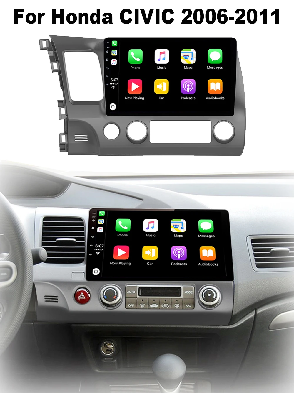 2 Din Android 16 Autoradio Voor Honda CIVIC 2006-2011 LHD GPS Navigatie Video Multimedia Speler DSP Geen DVD 10'' - afbeelding 2