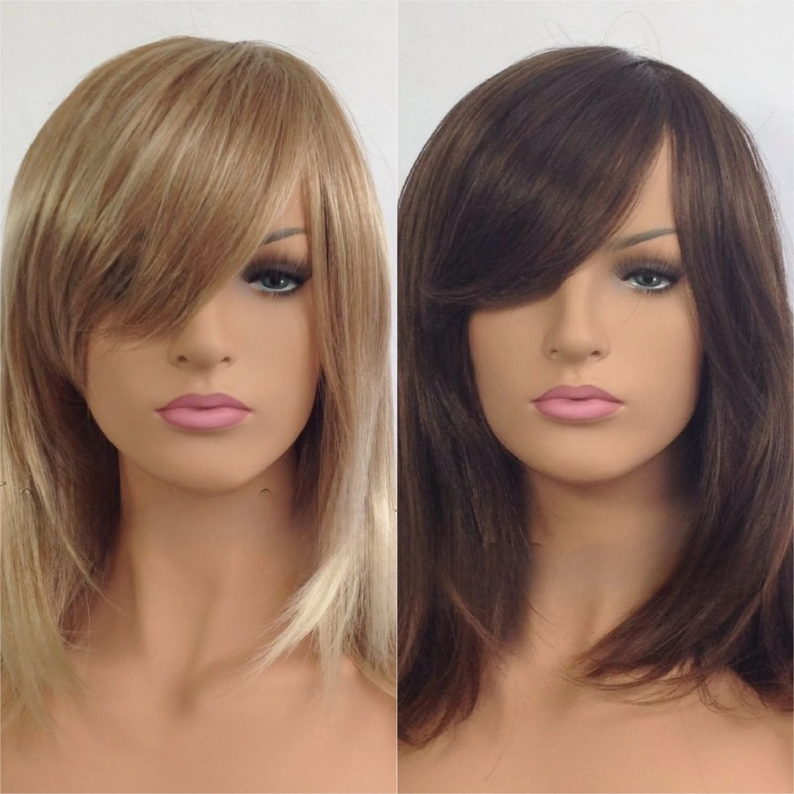 

LADIES WOMENS TWO TONE BROWN & BLONDE SHOULDER LENGTH FACE FRAME WIG