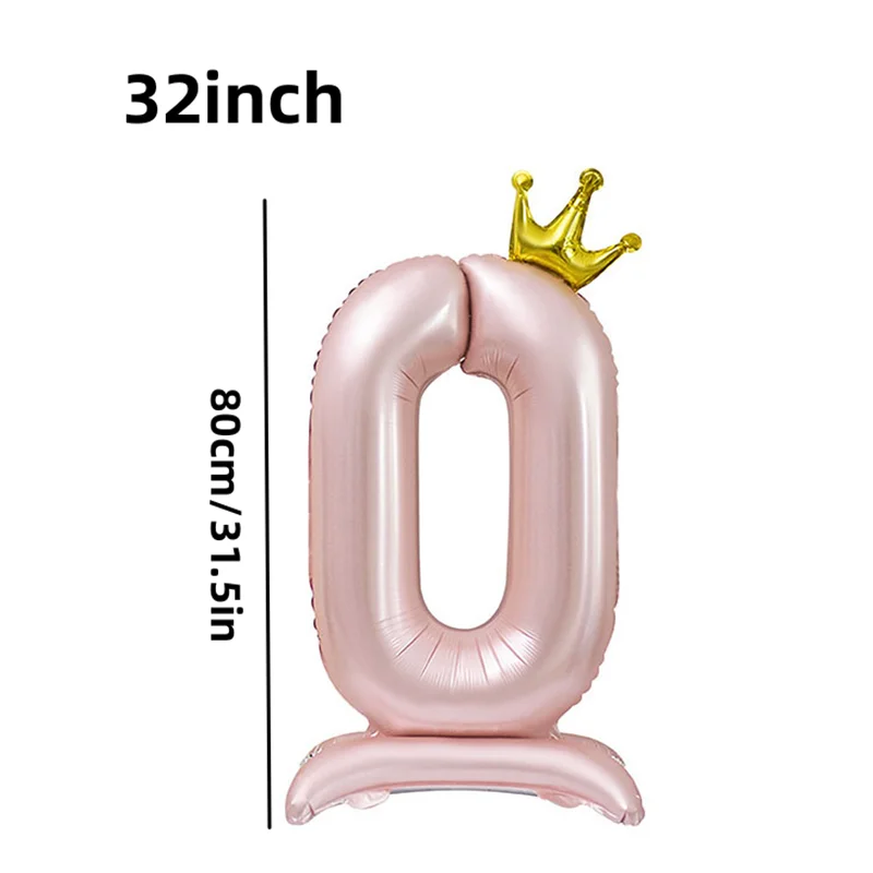 32 Inch Standing Crown Digital Aluminum Film Balloon Blue Pink Standing Digital Balloon Birthday Party Decoration Arrangement