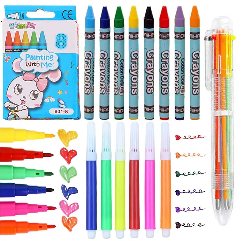 1~5pack Drawing Pen Crayon Marker Ball-point Pen Multiple Colors School Supply Suitable for Non-woven Canvas Paper Painting TMZ