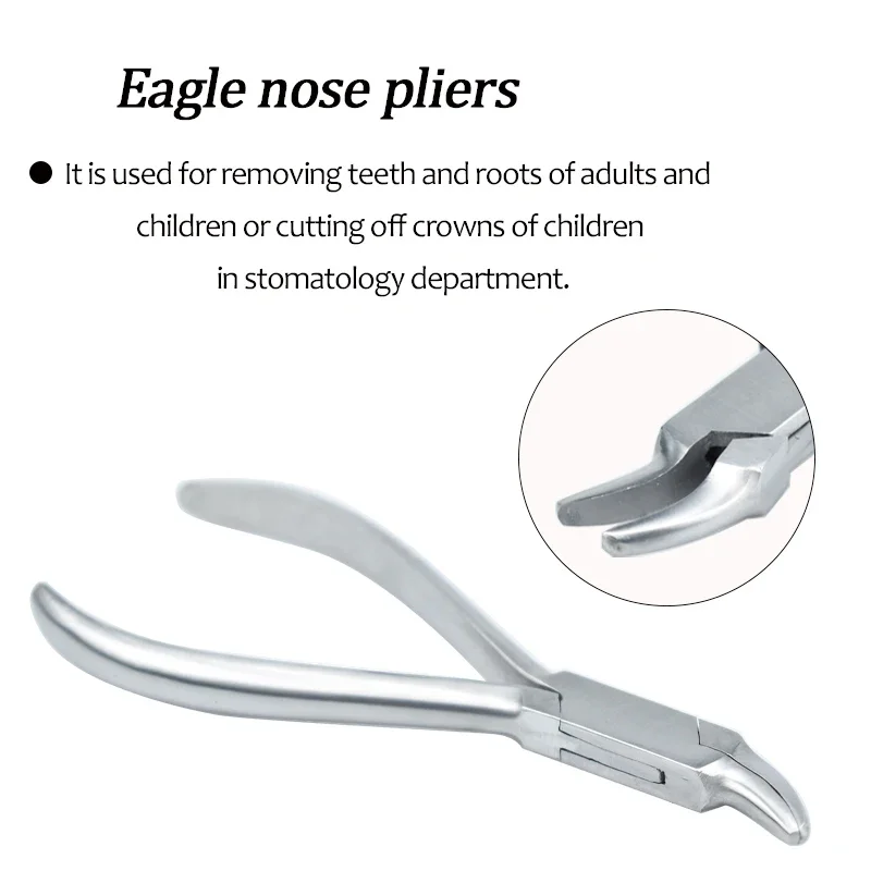 Dental Stainless Steel Eagle Nose Pliers Tooth Extraction Forceps Suitable for Extracting Residual Roots and Fragments